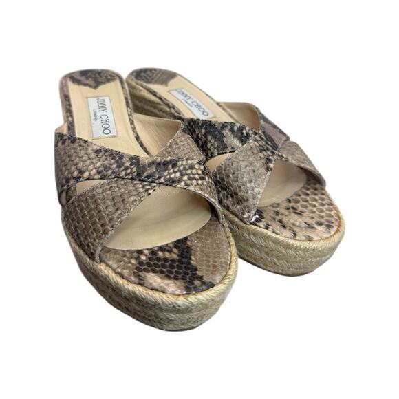 JIMMY CHOO Dovina Snake Embossed Espadrille Platform Wedge Women's Size 40 - Picture 3 of 16